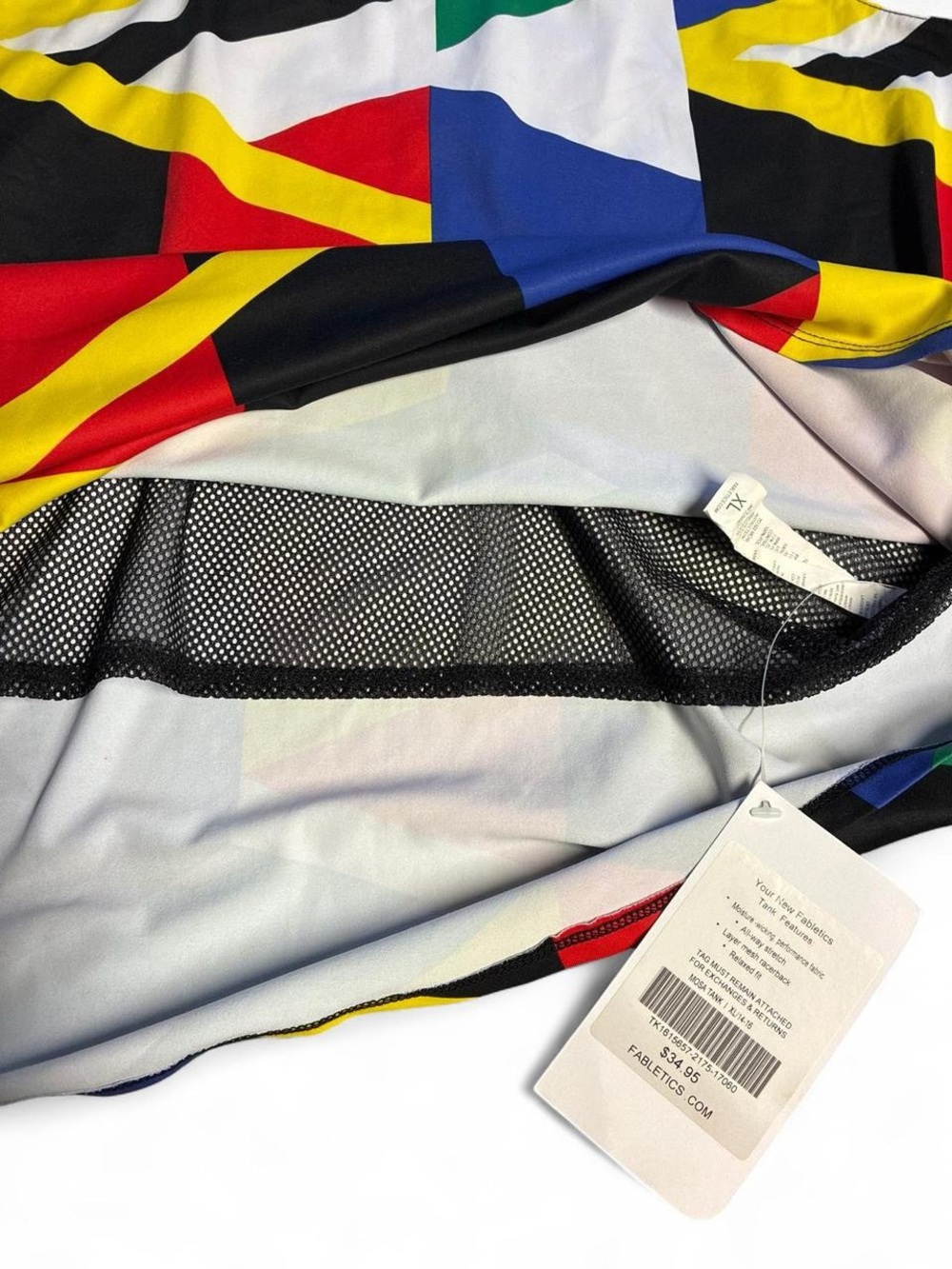 Fabletics Colorblock Geometric Racerback Tank — Blue, Yellow, Red, Black - Picture 4 of 5